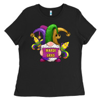 Black mardi gras gnomes fleur de lis Ladies Tee - RanaPortraitStore