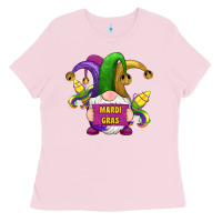 Bubblegum Pink mardi gras gnomes fleur de lis Ladies Tee - RanaPortraitStore