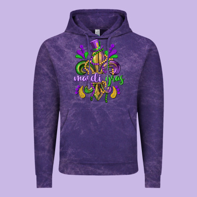 Mardi Gras Fleur De Lis Vintage Hoodie Designed By Cowgirlartshop