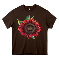 Chocolate Brown ProCut Red Sunflower Heavy Core Tee - LillyAllenDesigns