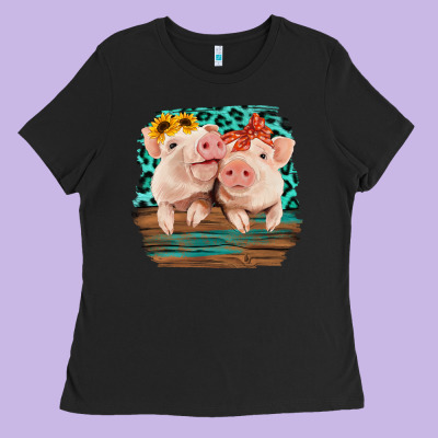 Cute Couple Pigs Ladies Tee Designed By Bettercallsaul