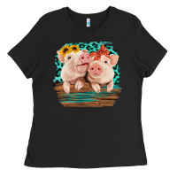 Black Cute Couple Pigs Ladies Tee - Bettercallsaul