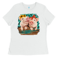 White Cute Couple Pigs Ladies Tee - Bettercallsaul