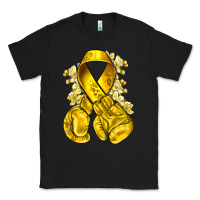 Black Childhood Cancer yellow ribbon with boxing gloves Classic Tee - NancyCooperArtShop