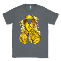 Charcoal Heather Childhood Cancer yellow ribbon with boxing gloves Classic Tee - NancyCooperArtShop