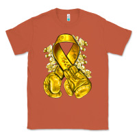 Copper Childhood Cancer yellow ribbon with boxing gloves Classic Tee - NancyCooperArtShop