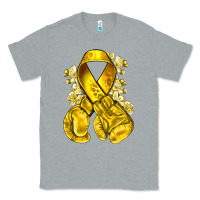 Heather Grey Childhood Cancer yellow ribbon with boxing gloves Classic Tee - NancyCooperArtShop