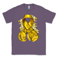 Lavender Childhood Cancer yellow ribbon with boxing gloves Classic Tee - NancyCooperArtShop
