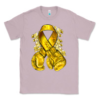 Lilac Childhood Cancer yellow ribbon with boxing gloves Classic Tee - NancyCooperArtShop