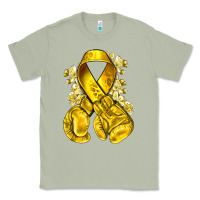 Matcha Childhood Cancer yellow ribbon with boxing gloves Classic Tee - NancyCooperArtShop