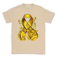 Mushroom Childhood Cancer yellow ribbon with boxing gloves Classic Tee - NancyCooperArtShop