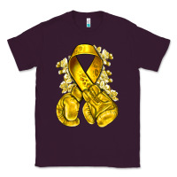 Plum Childhood Cancer yellow ribbon with boxing gloves Classic Tee - NancyCooperArtShop