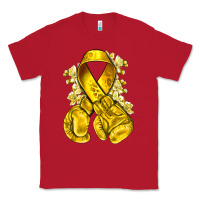 Red Childhood Cancer yellow ribbon with boxing gloves Classic Tee - NancyCooperArtShop