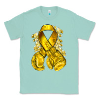 Seafoam Childhood Cancer yellow ribbon with boxing gloves Classic Tee - NancyCooperArtShop