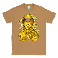 Toasted Coconut Childhood Cancer yellow ribbon with boxing gloves Classic Tee - NancyCooperArtShop
