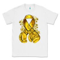 Childhood Cancer Yellow Ribbon With Boxing Gloves Classic Tee | Teevron