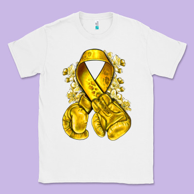 Childhood Cancer Yellow Ribbon With Boxing Gloves Classic Tee Designed By Nancycooperartshop