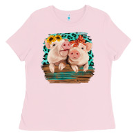 Bubblegum Pink Cute Couple Pigs Ladies Tee - Bettercallsaul