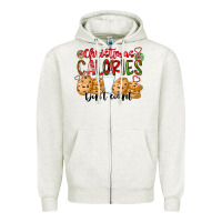 Oatmeal Heather christmas calories dont count Zipper Hoodie - CowhideDigitalArt