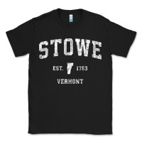 Black Stowe Vermont Vt Vintage Athletic Sports Classic Tee - minhPixels
