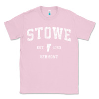Bubblegum Pink Stowe Vermont Vt Vintage Athletic Sports Classic Tee - minhPixels