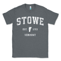 Charcoal Heather Stowe Vermont Vt Vintage Athletic Sports Classic Tee - minhPixels