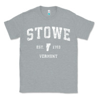 Heather Grey Stowe Vermont Vt Vintage Athletic Sports Classic Tee - minhPixels