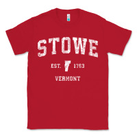Red Stowe Vermont Vt Vintage Athletic Sports Classic Tee - minhPixels