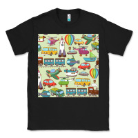 Black Planes, Trains, and Automobiles pattern Chiffon Top Classic Tee - minhPixels