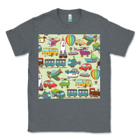 Charcoal Heather Planes, Trains, and Automobiles pattern Chiffon Top Classic Tee - minhPixels