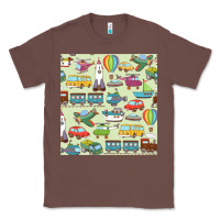 Chestnut Planes, Trains, and Automobiles pattern Chiffon Top Classic Tee - minhPixels