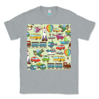Heather Grey Planes, Trains, and Automobiles pattern Chiffon Top Classic Tee - minhPixels