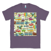 Lavender Planes, Trains, and Automobiles pattern Chiffon Top Classic Tee - minhPixels