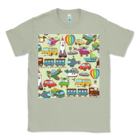 Matcha Planes, Trains, and Automobiles pattern Chiffon Top Classic Tee - minhPixels