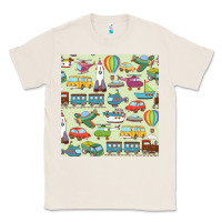 Natural Planes, Trains, and Automobiles pattern Chiffon Top Classic Tee - minhPixels