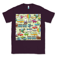 Plum Planes, Trains, and Automobiles pattern Chiffon Top Classic Tee - minhPixels