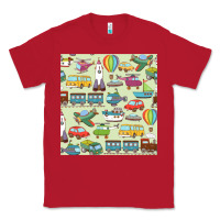 Red Planes, Trains, and Automobiles pattern Chiffon Top Classic Tee - minhPixels