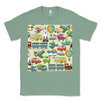 Sage Planes, Trains, and Automobiles pattern Chiffon Top Classic Tee - minhPixels