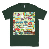 Sports Green Planes, Trains, and Automobiles pattern Chiffon Top Classic Tee - minhPixels