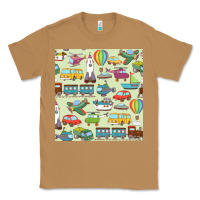Toasted Coconut Planes, Trains, and Automobiles pattern Chiffon Top Classic Tee - minhPixels