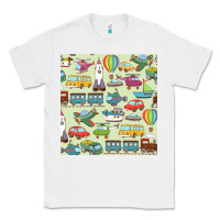 White Planes, Trains, and Automobiles pattern Chiffon Top Classic Tee - minhPixels