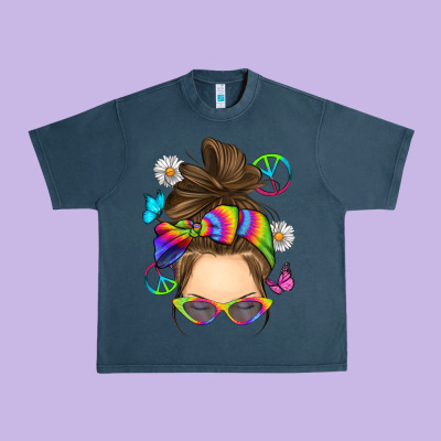 Messy Bun Tie Dye Urban Heavy Tee Designed By Ranaportraitstore