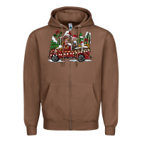 Chestnut festive farm animal christmas truck Zipper Hoodie - CowhideDigitalArt
