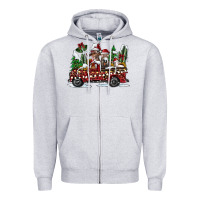 Heather Grey festive farm animal christmas truck Zipper Hoodie - CowhideDigitalArt
