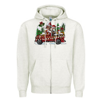 Festive Farm Animal Christmas Truck Zipper Hoodie | Teevron