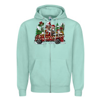Seafoam festive farm animal christmas truck Zipper Hoodie - CowhideDigitalArt
