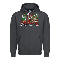 Smoke festive farm animal christmas truck Zipper Hoodie - CowhideDigitalArt