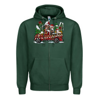 Sports Green festive farm animal christmas truck Zipper Hoodie - CowhideDigitalArt