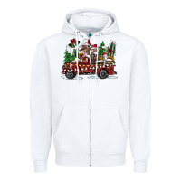 White festive farm animal christmas truck Zipper Hoodie - CowhideDigitalArt