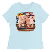 Baby Blue Cute Couple American Pigs Ladies Tee - Bettercallsaul